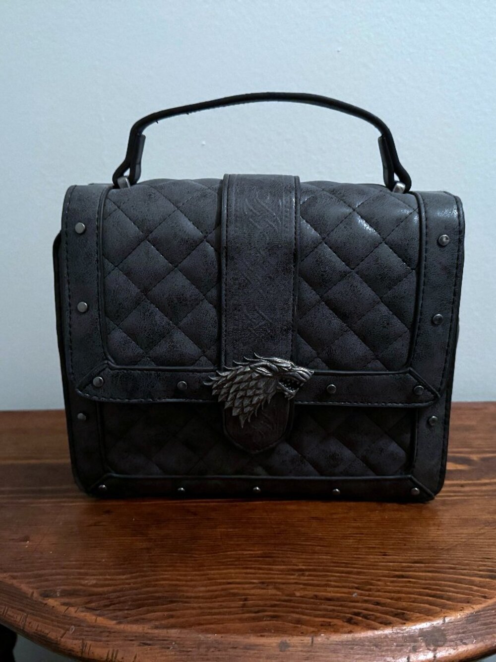 Bioworld Game of Thrones House Stark Quilted Handbag Crossbody Purse Gray